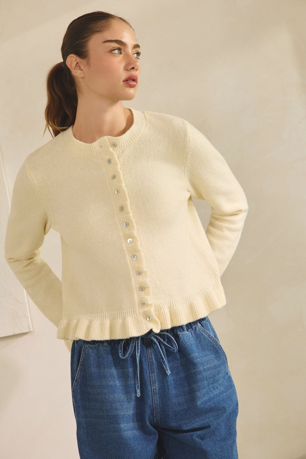 Ruffle Me Cozy Knit Cardigan