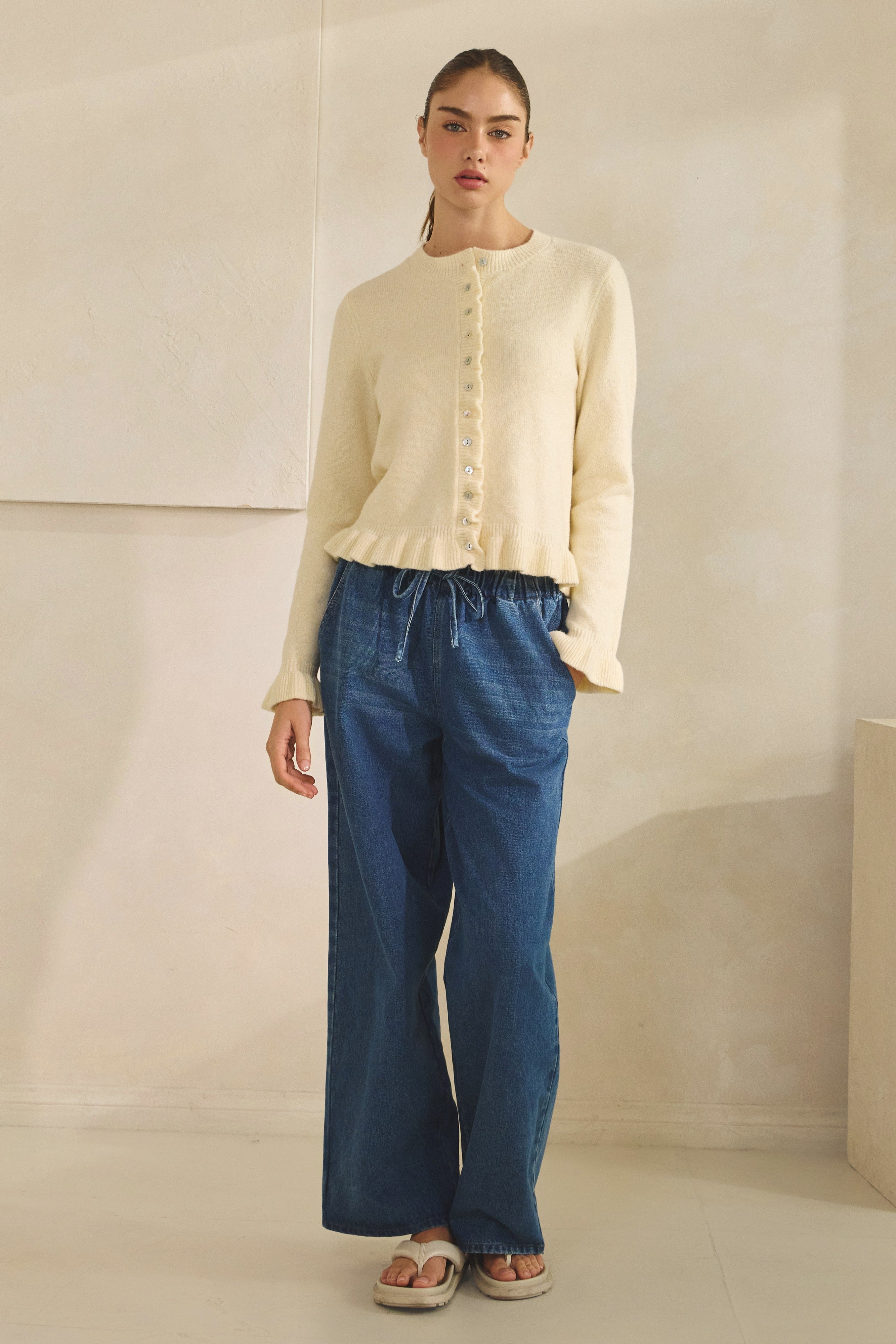 Ruffle Me Cozy Knit Cardigan