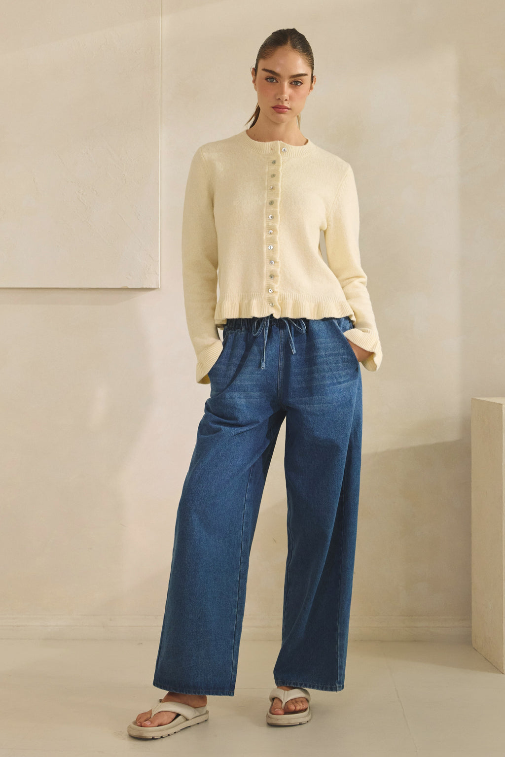 Ruffle Me Cozy Knit Cardigan