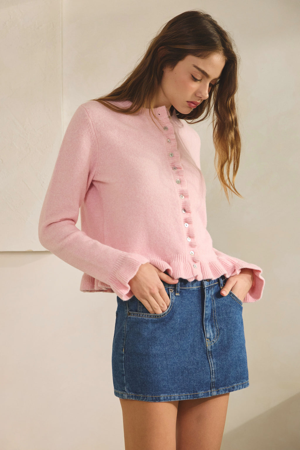 Ruffle Me Cozy Knit Cardigan