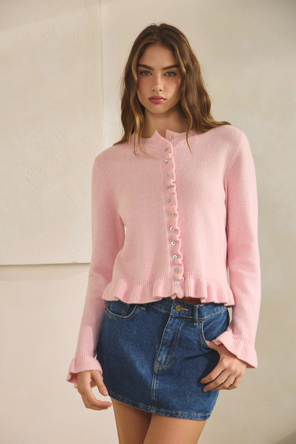 Ruffle Me Cozy Knit Cardigan