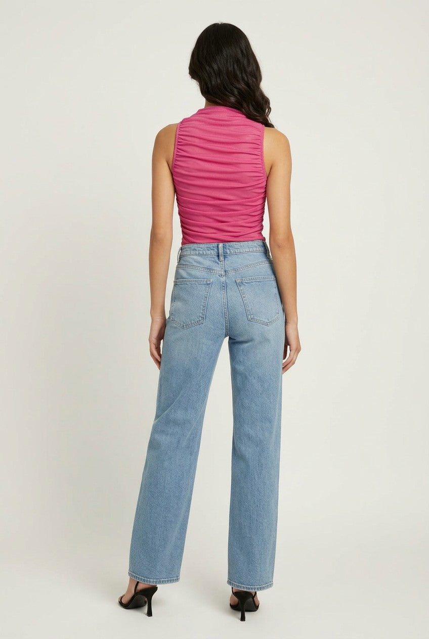 City Heat Ruched Mesh Tank Top
