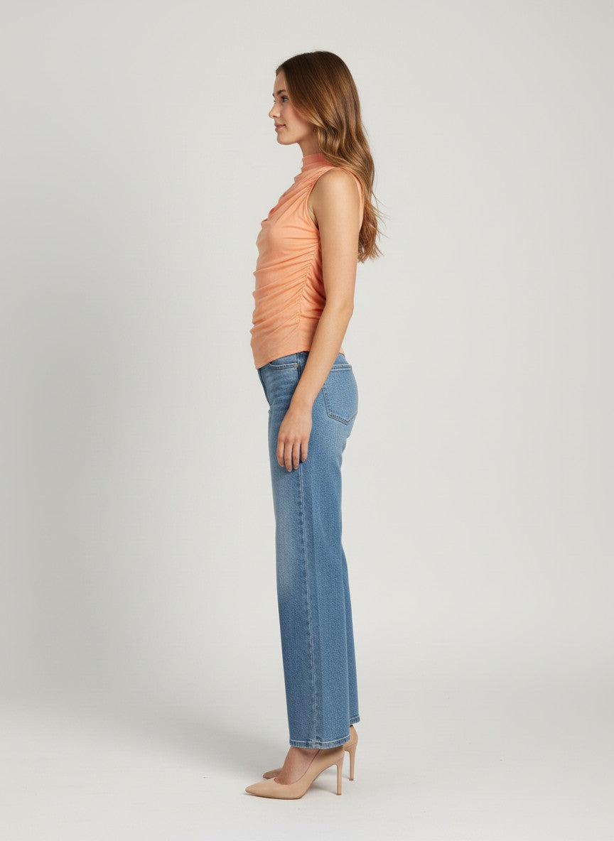 City Heat Ruched Mesh Tank Top