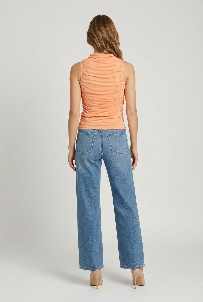 City Heat Ruched Mesh Tank Top