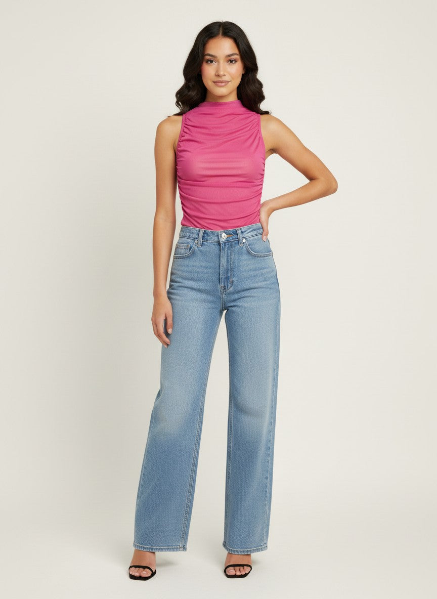 City Heat Ruched Mesh Tank Top
