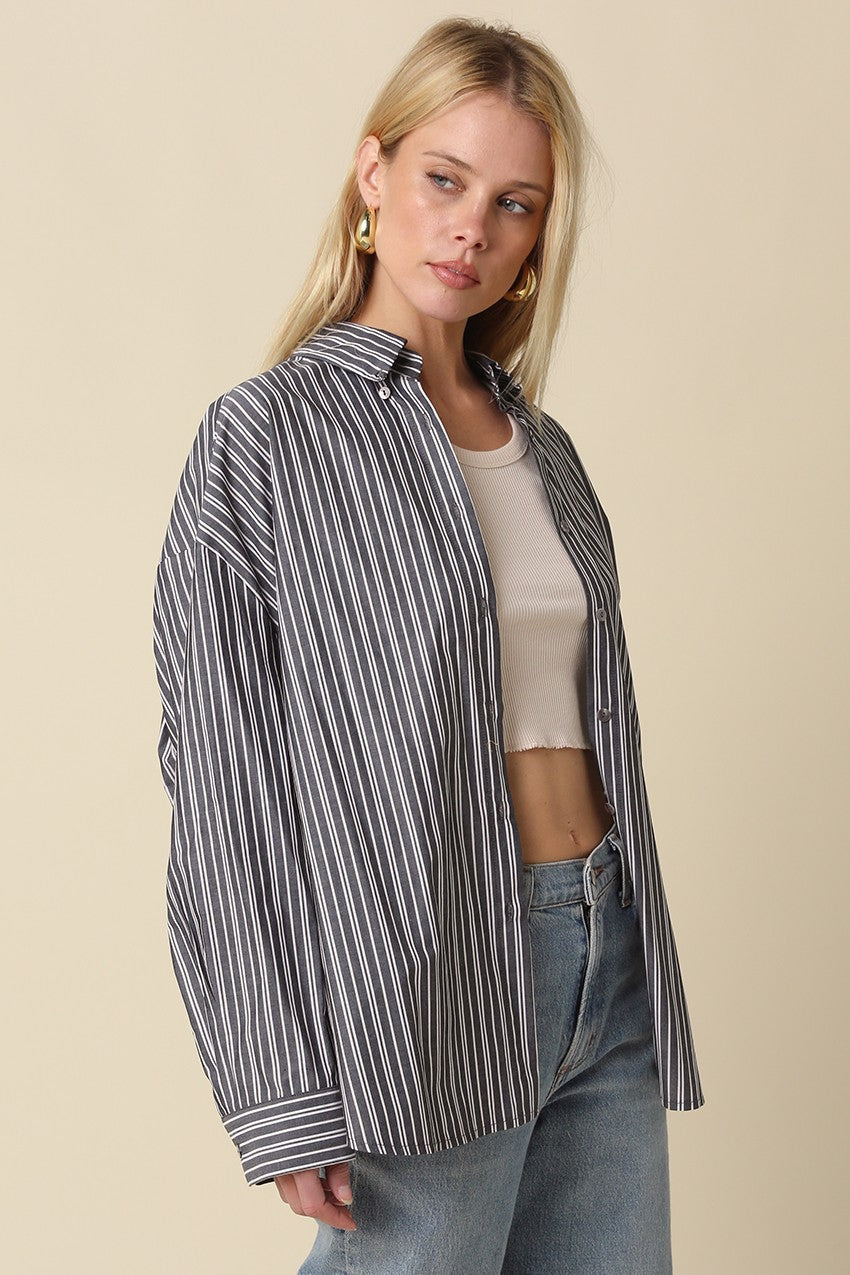 Macy Oversized Striped Shirt
