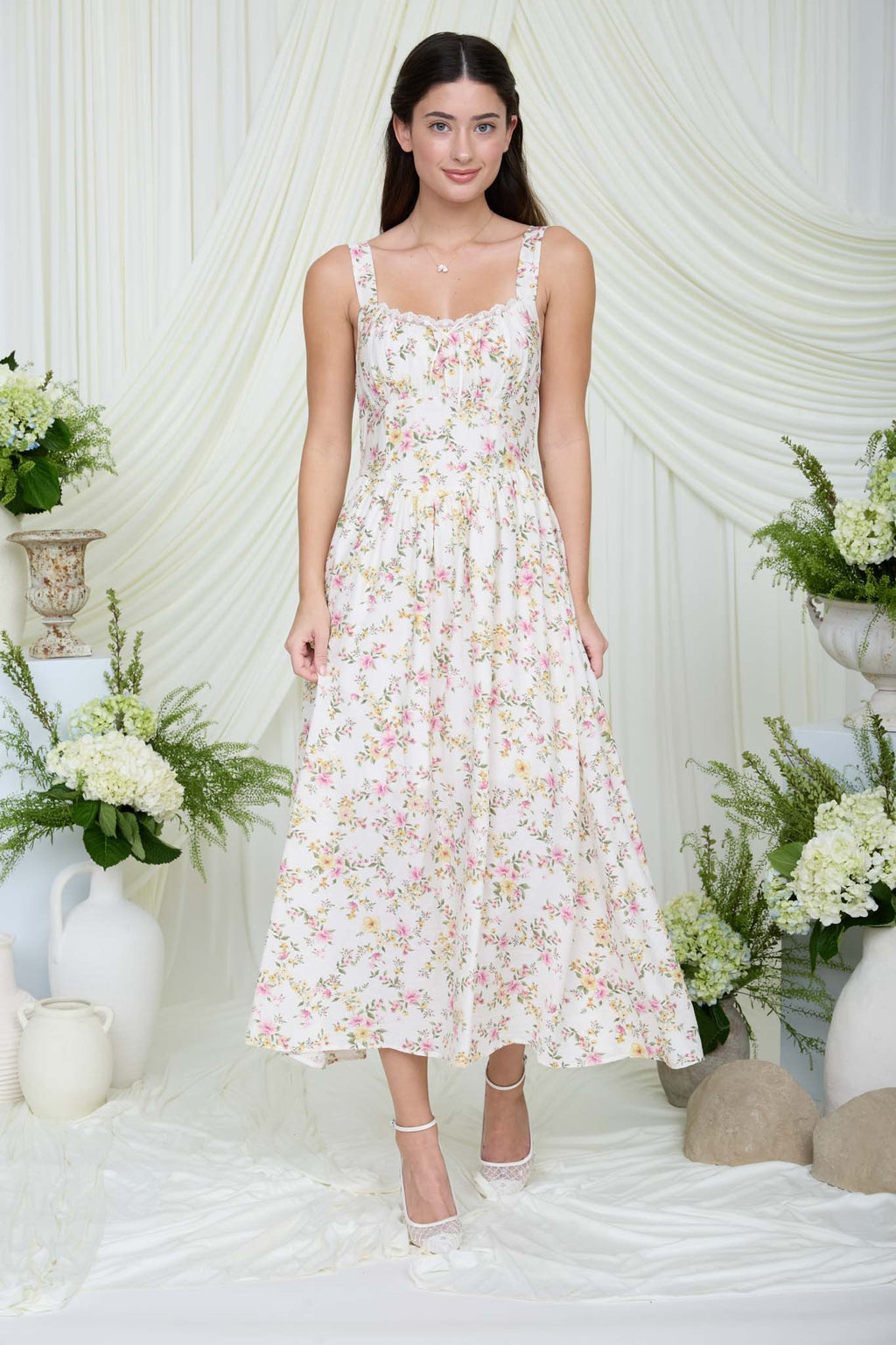 Lace Garden Corset Midi Dress