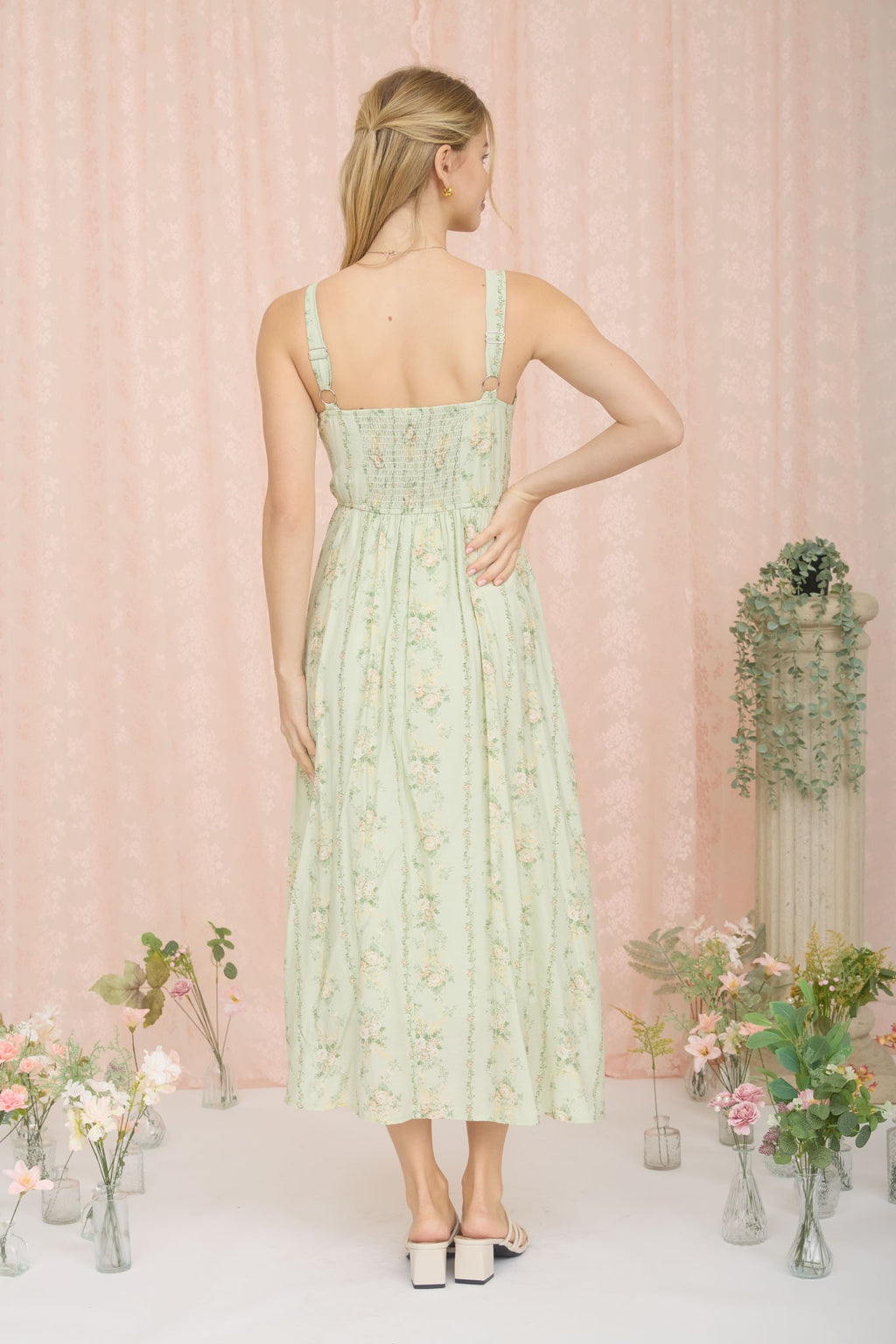 Petal Kiss Corset Midi Dress