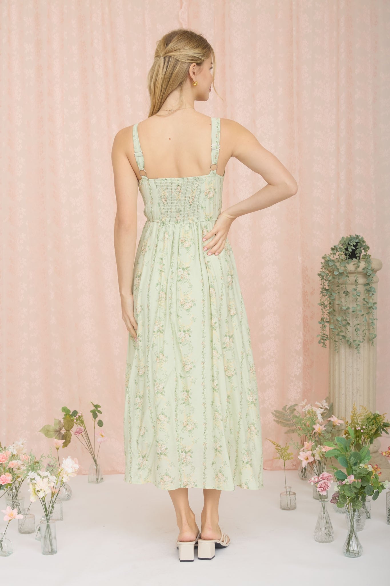 Petal Kiss Corset Midi Dress