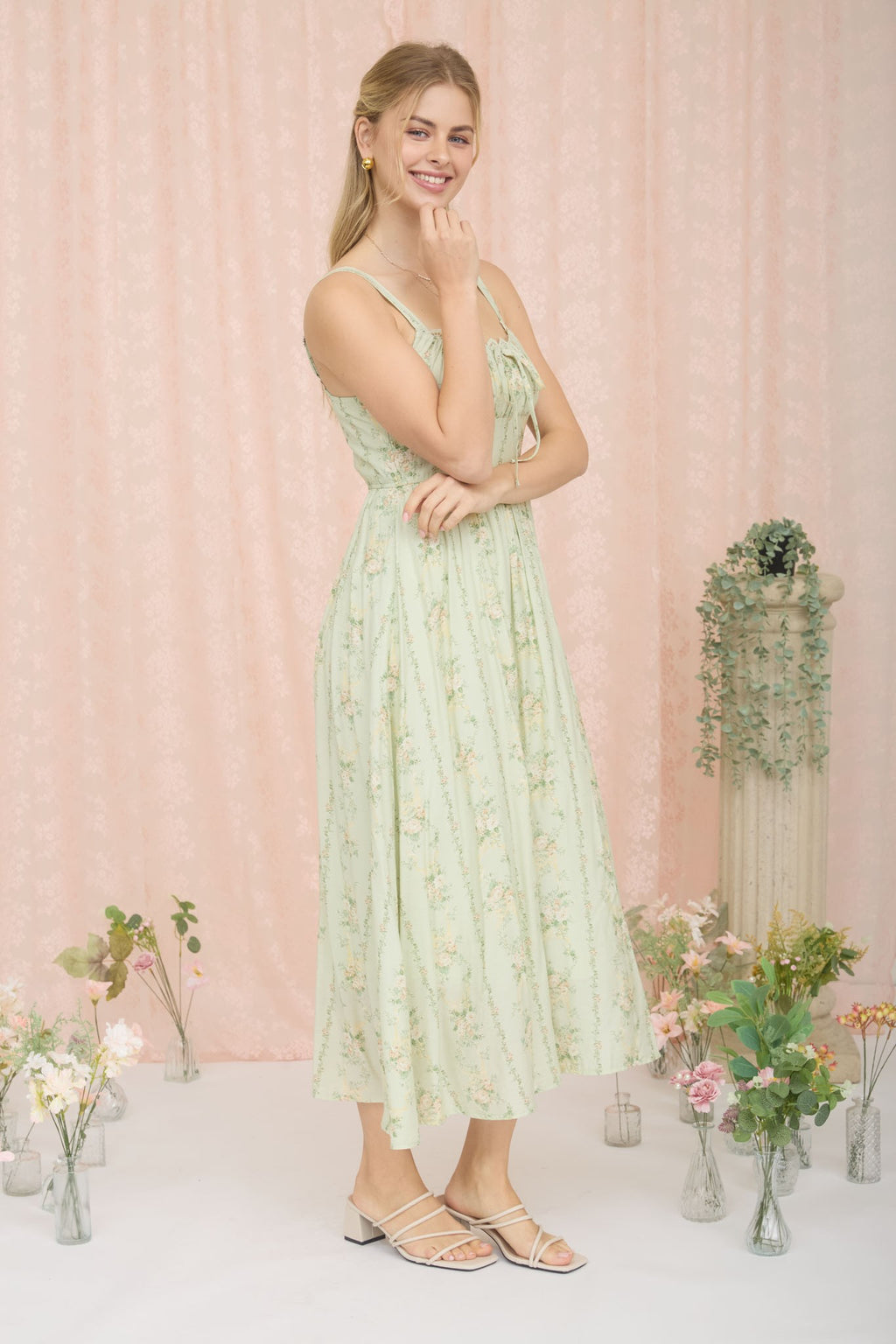 Petal Kiss Corset Midi Dress