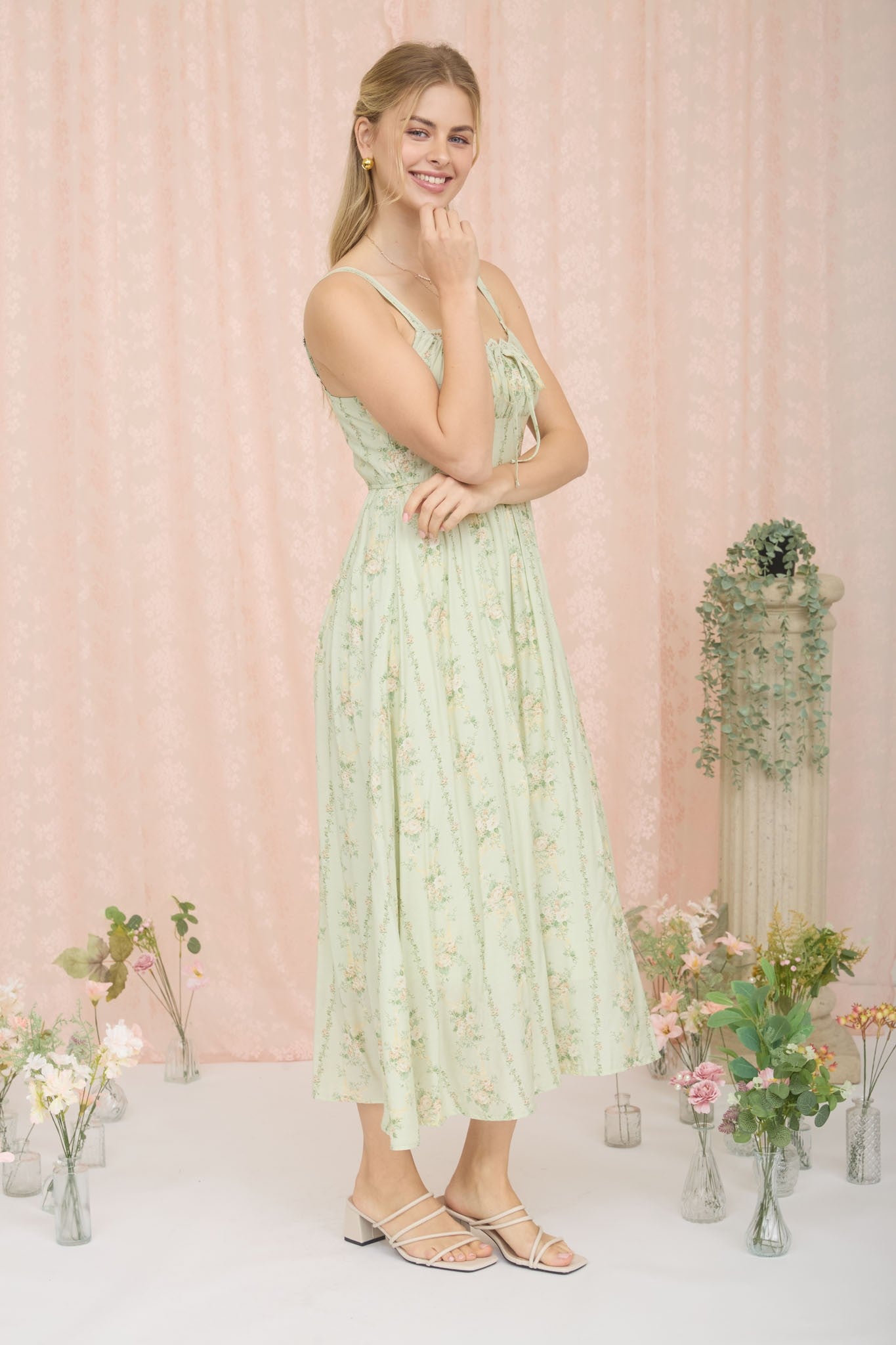 Petal Kiss Corset Midi Dress