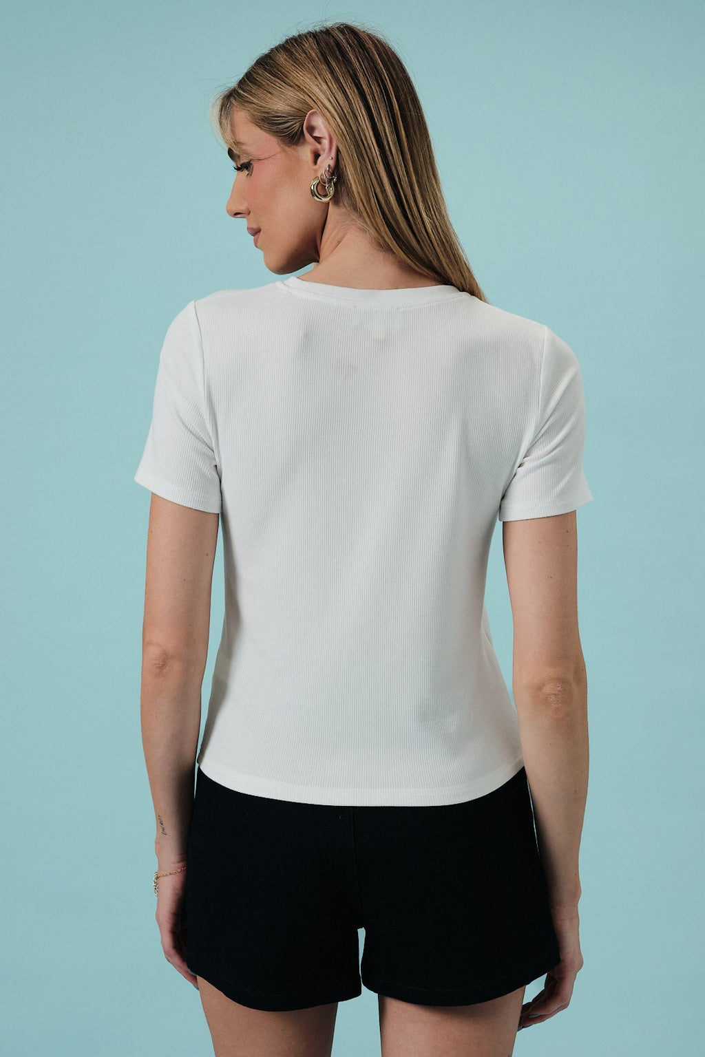 Cocktail Embroidered Ribbed Baby Tee
