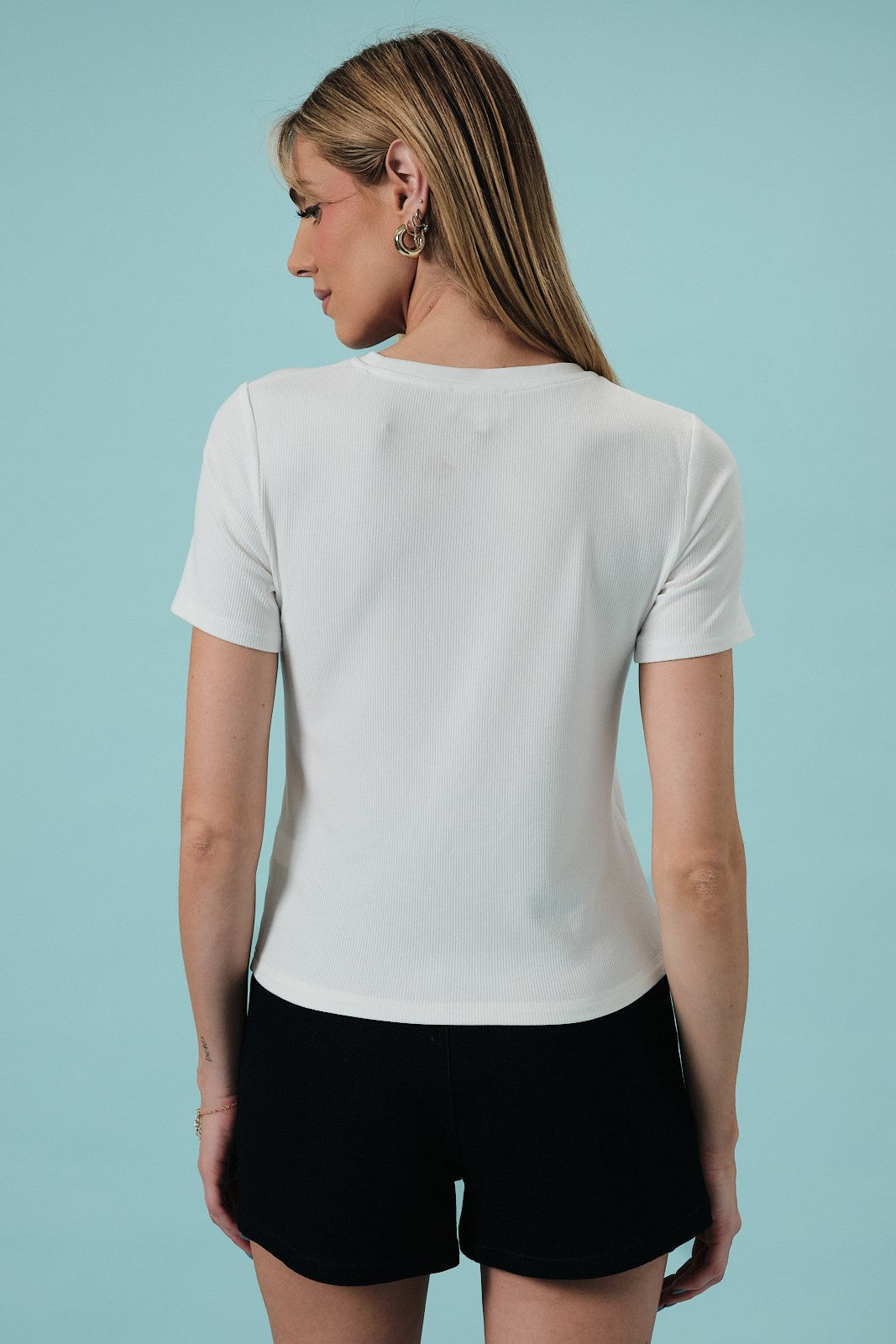 Cocktail Embroidered Ribbed Baby Tee