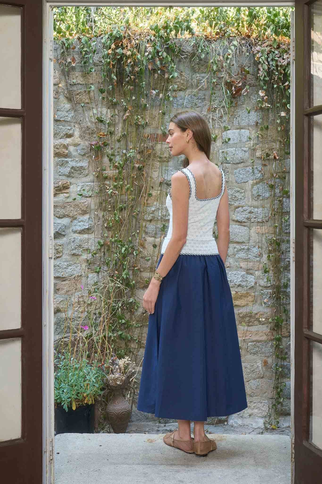 Nautical Charm Knit Midi Dress