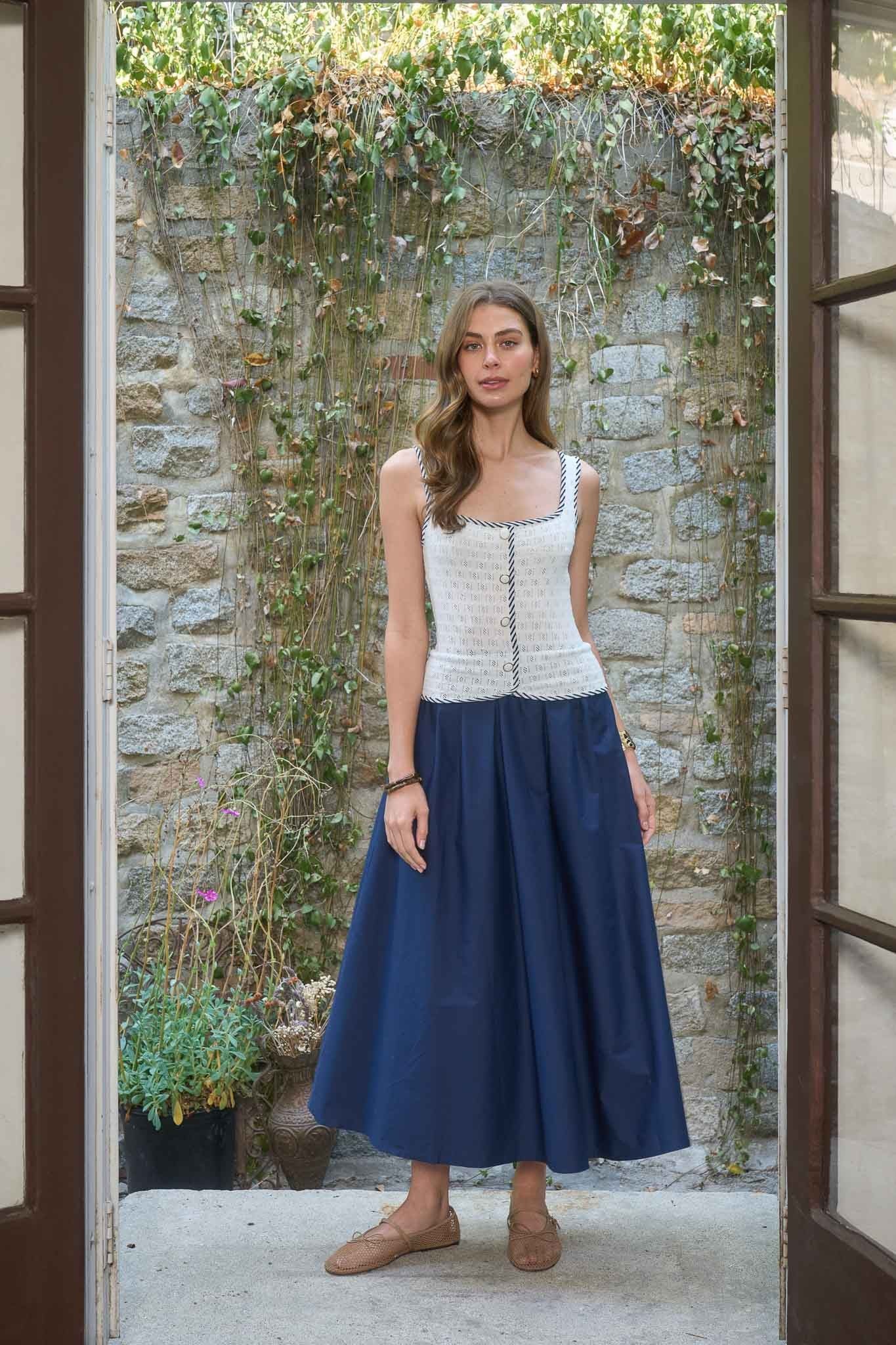 Nautical Charm Knit Midi Dress