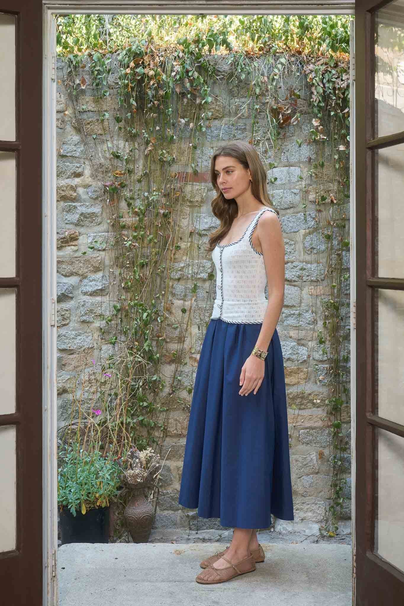 Nautical Charm Knit Midi Dress