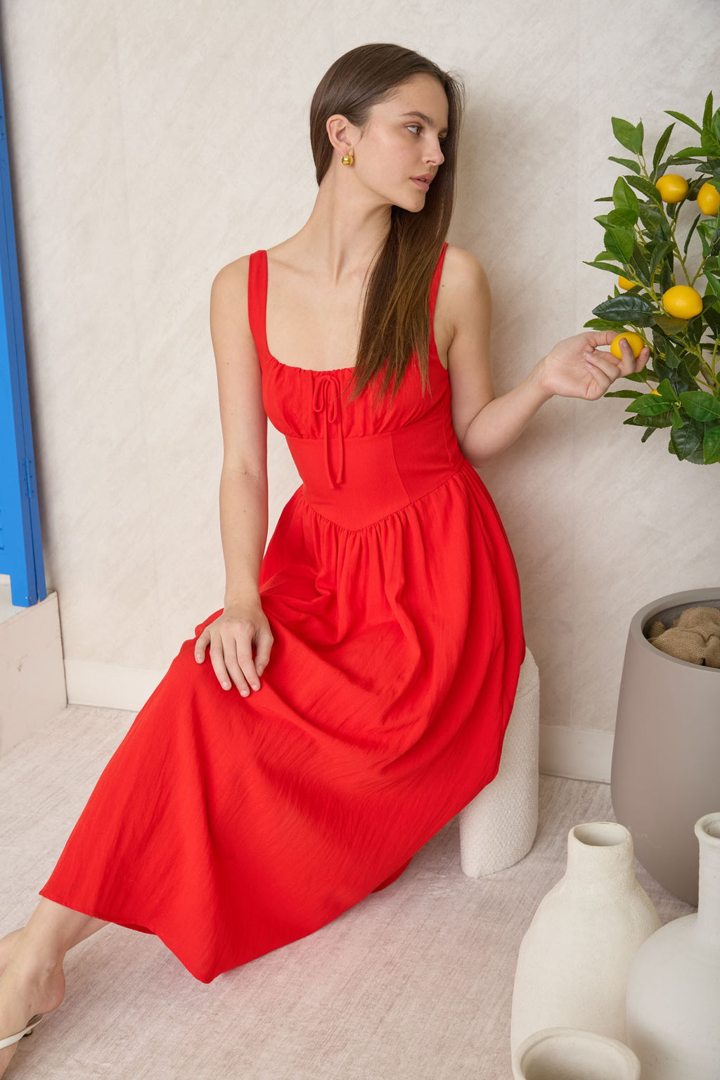 Flirty Knot Corset Midi Dress