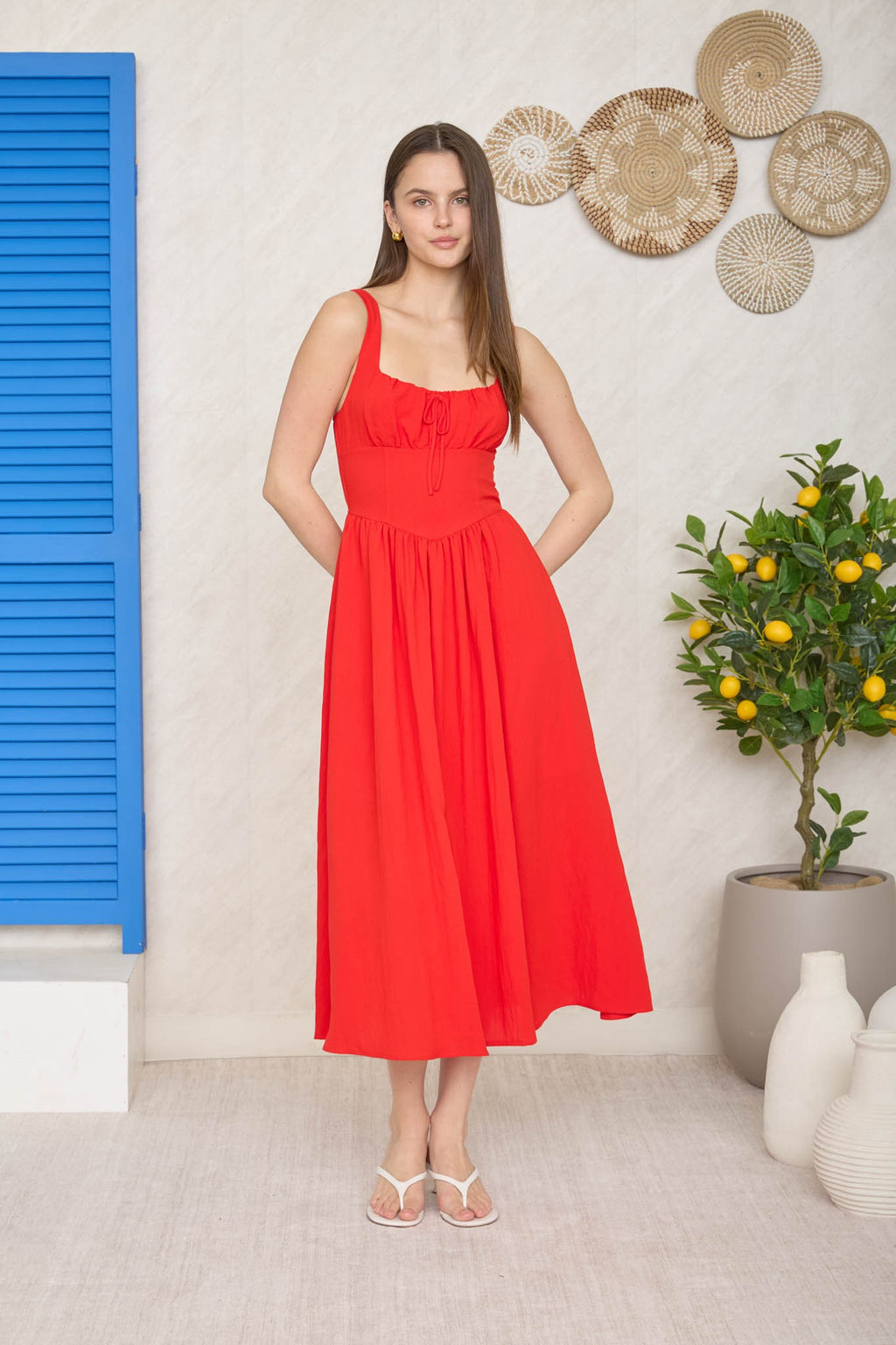 Flirty Knot Corset Midi Dress