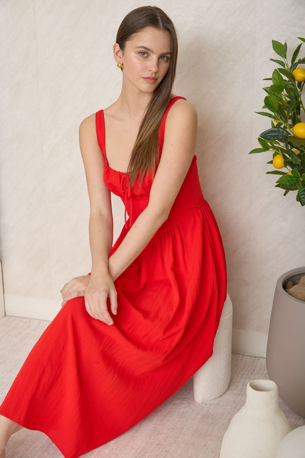 Flirty Knot Corset Midi Dress