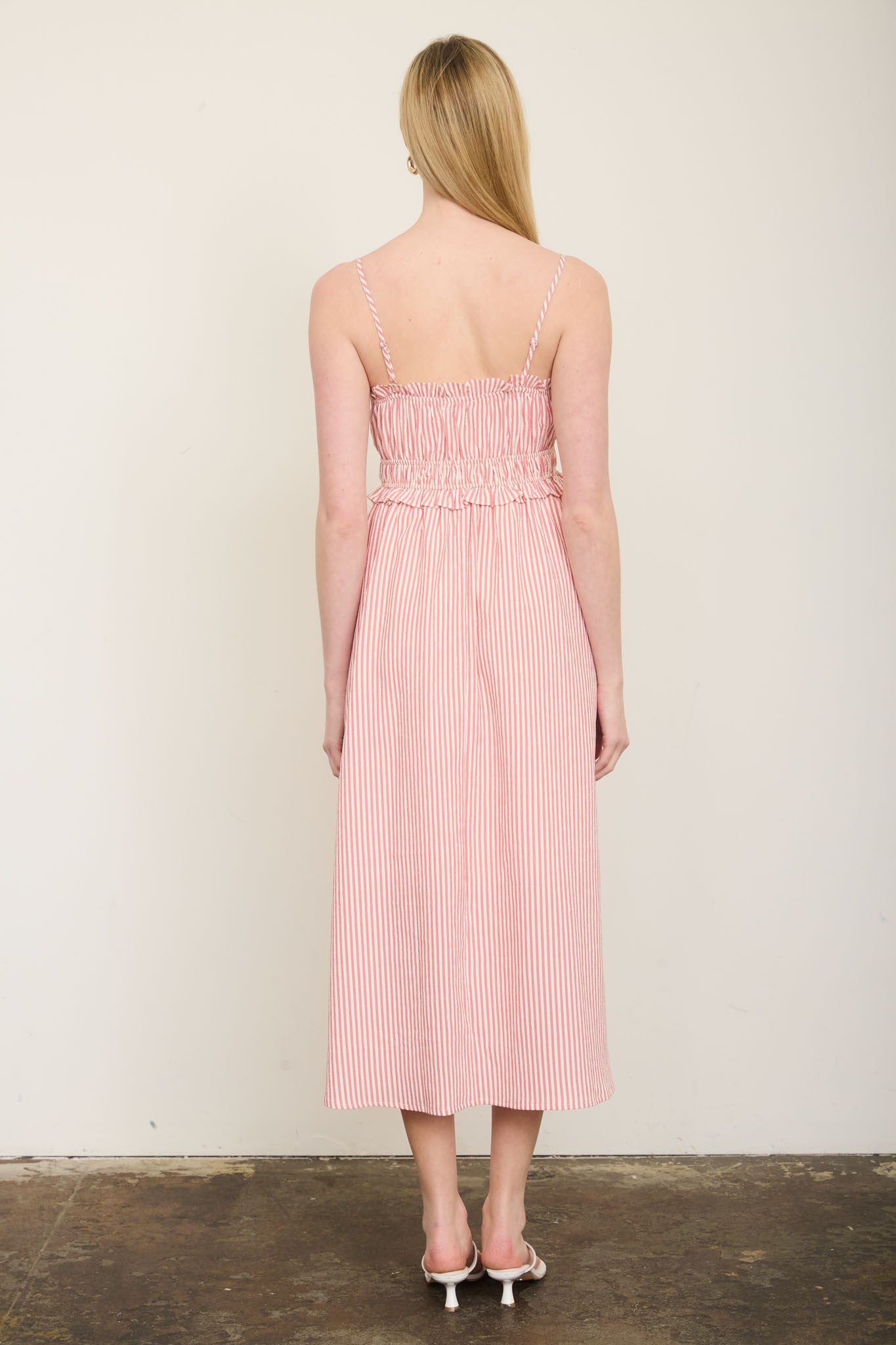 Daisy Drift Stripe Midi Dress