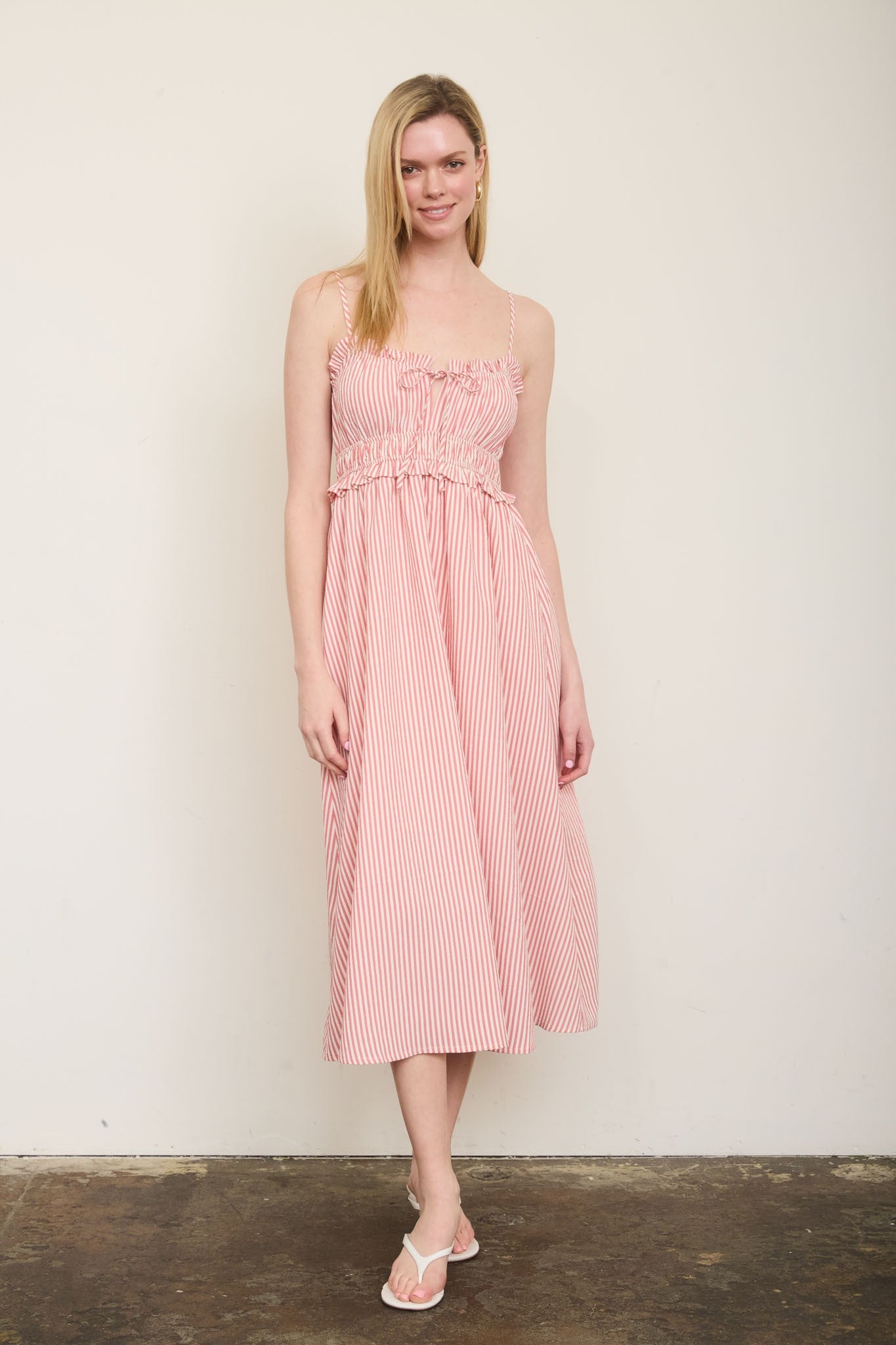 Daisy Drift Stripe Midi Dress