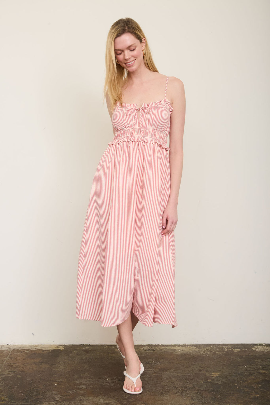 Daisy Drift Stripe Midi Dress