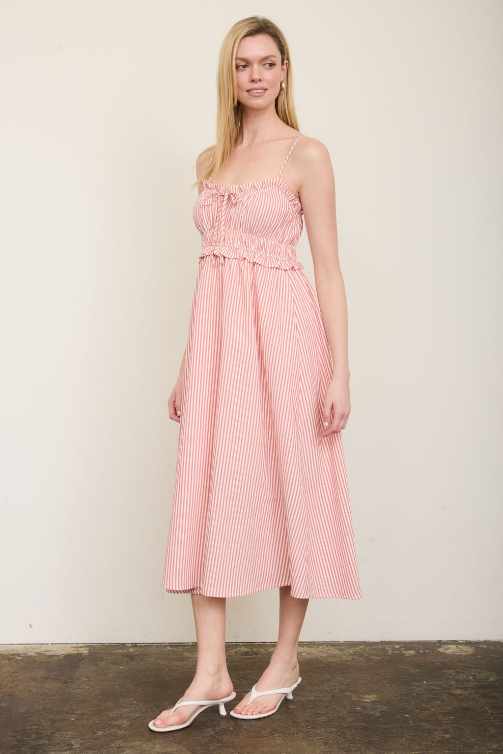 Daisy Drift Stripe Midi Dress