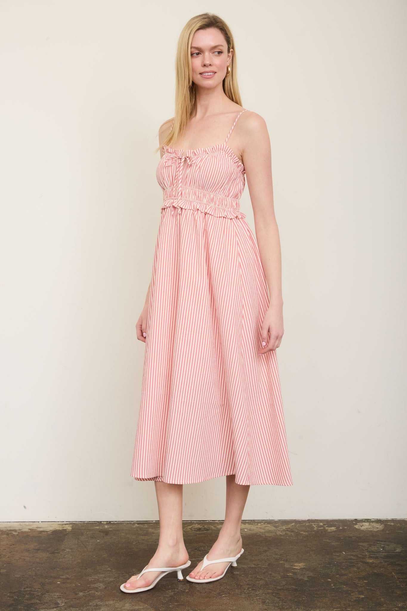 Daisy Drift Stripe Midi Dress