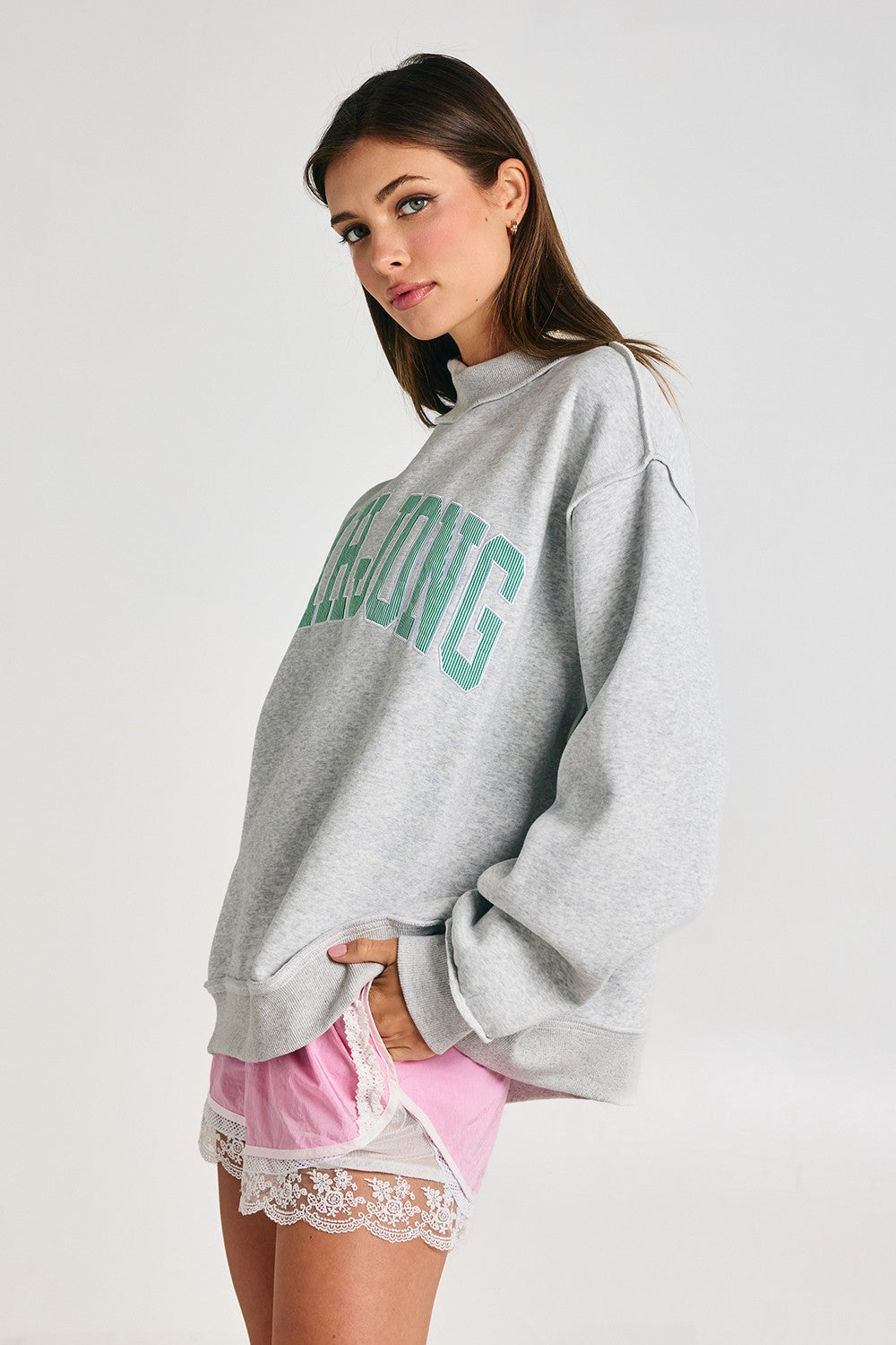 Mahjong Embroidery Mock Neck