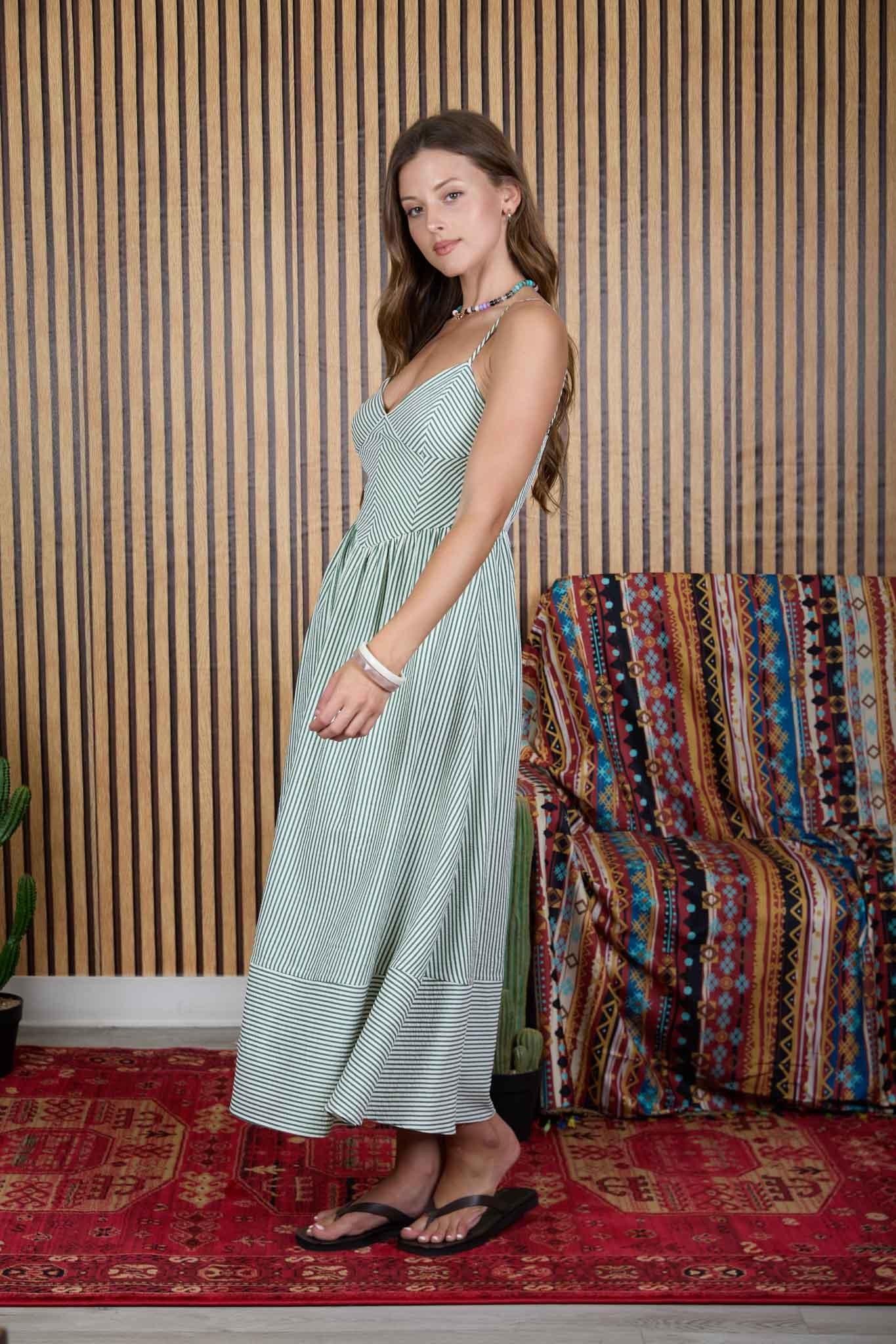 Postcard Stripe Midi Dress