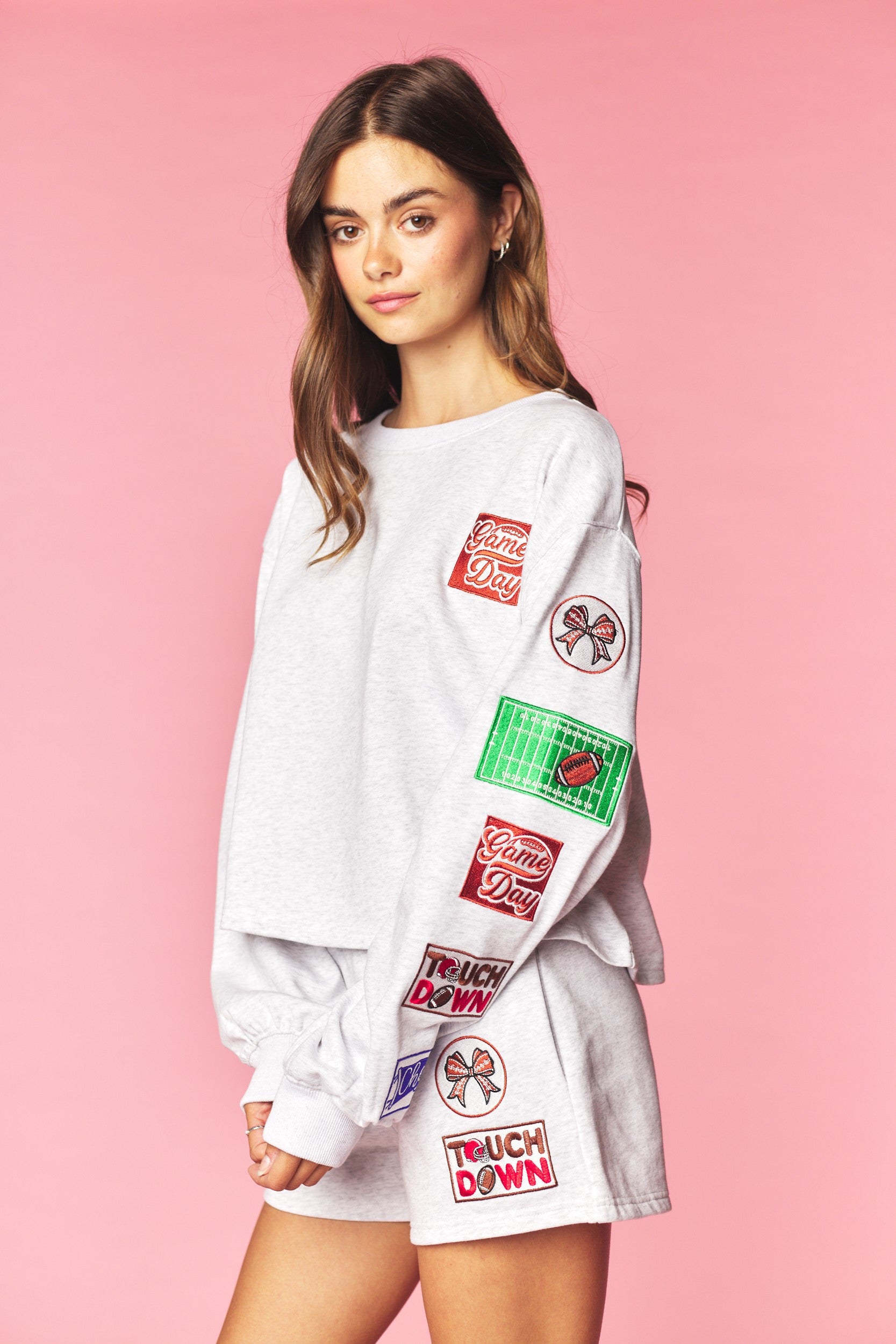 Game Day Patch Sweatshirt & Shorts Set