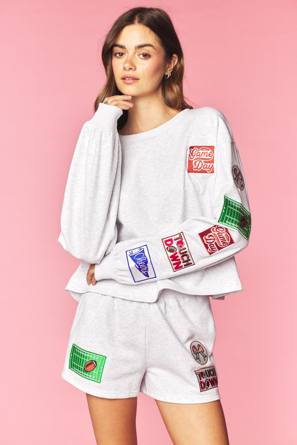 Game Day Patch Sweatshirt & Shorts Set