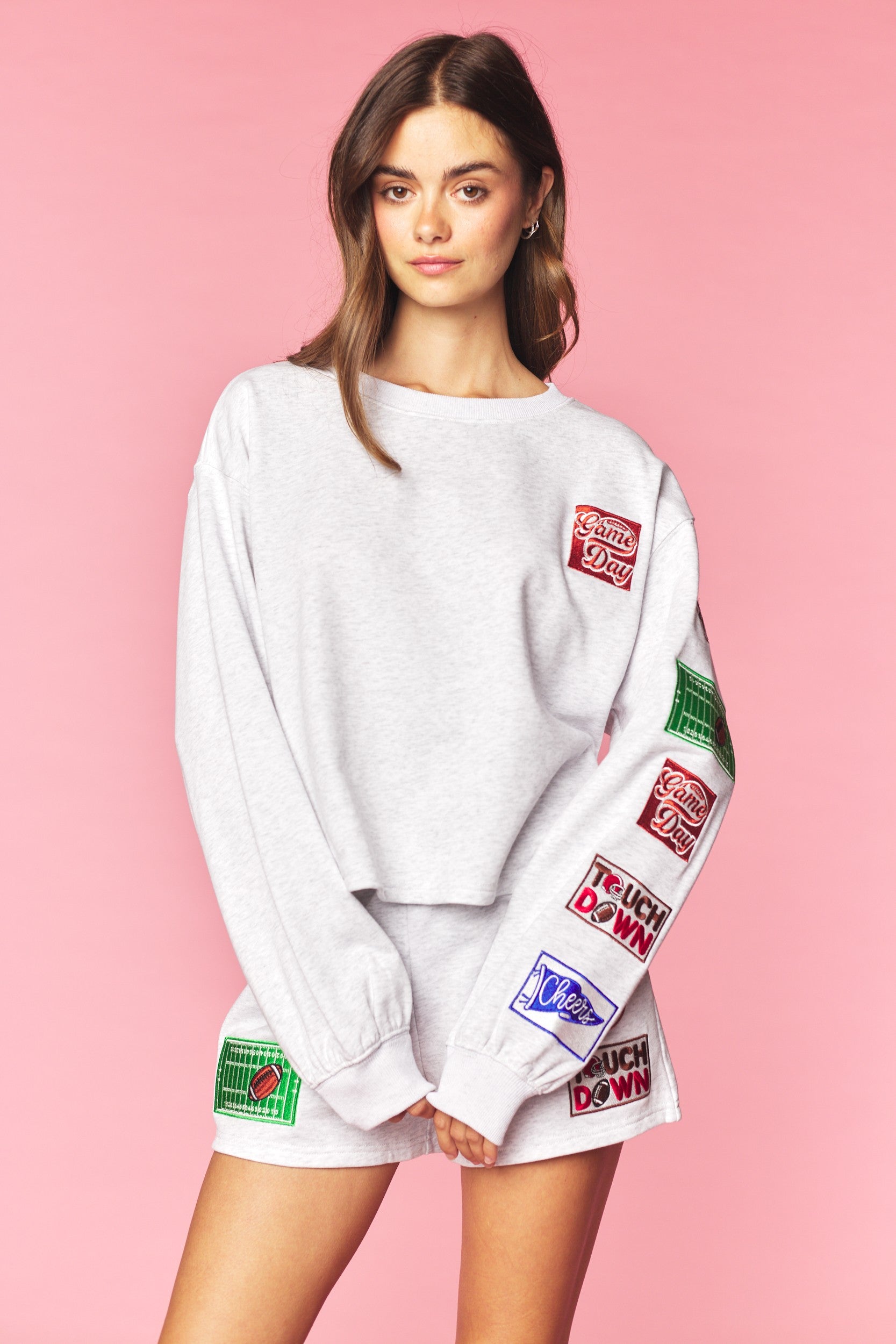 Game Day Patch Sweatshirt & Shorts Set