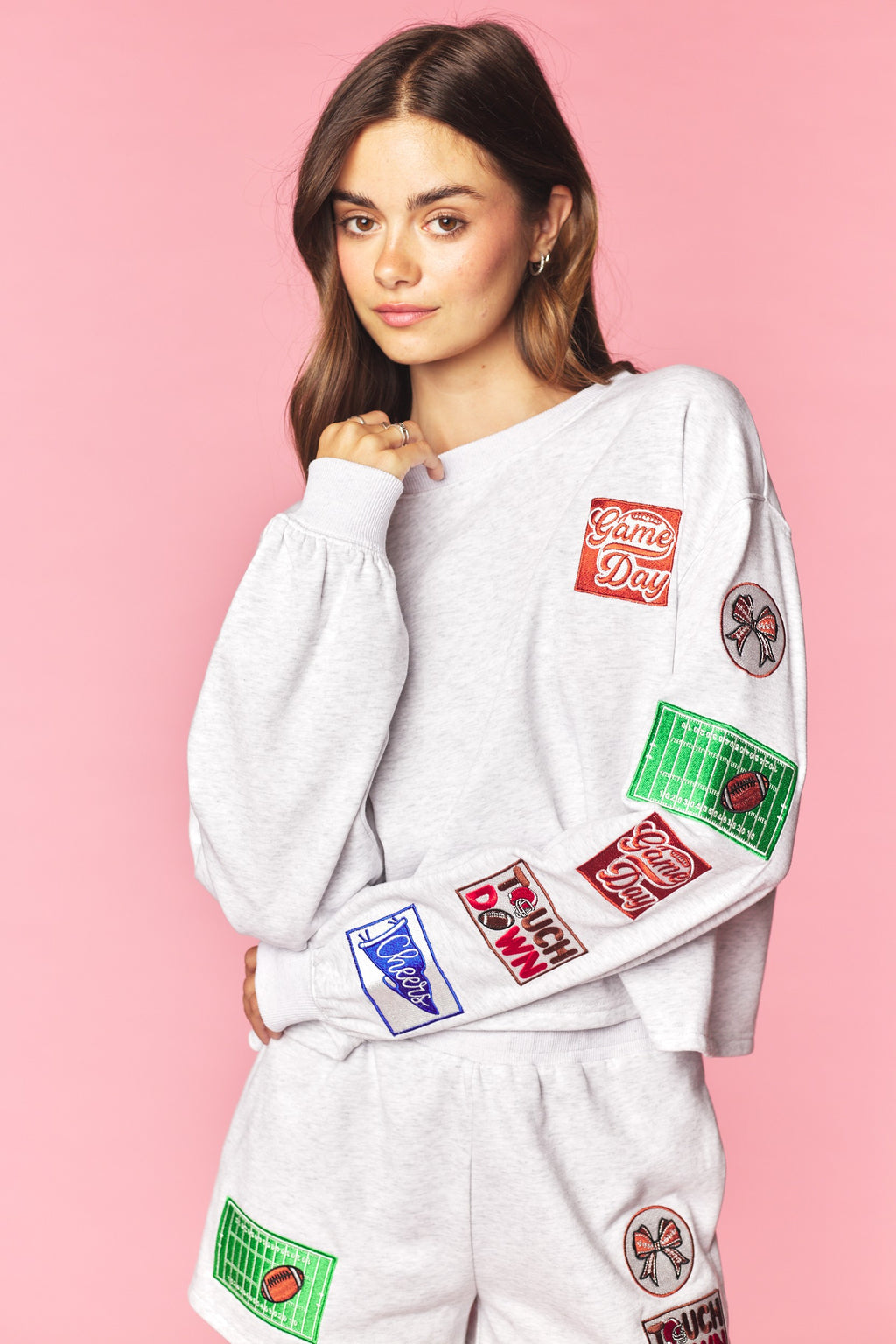 Game Day Patch Sweatshirt & Shorts Set
