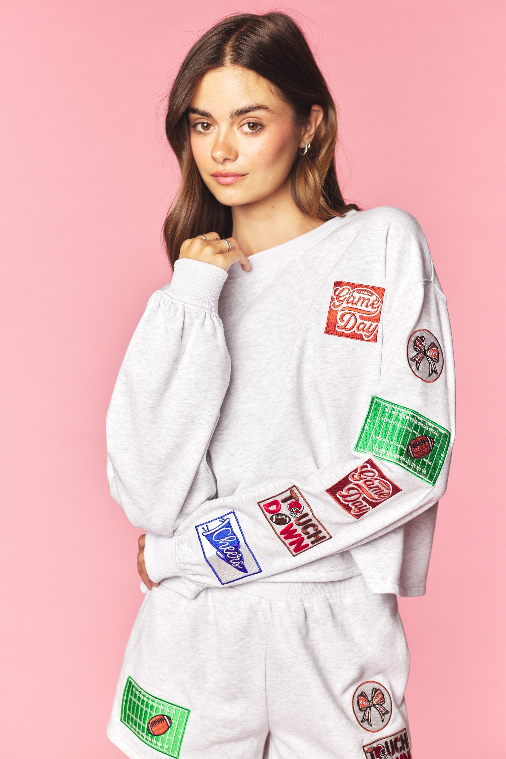 Game Day Patch Sweatshirt & Shorts Set