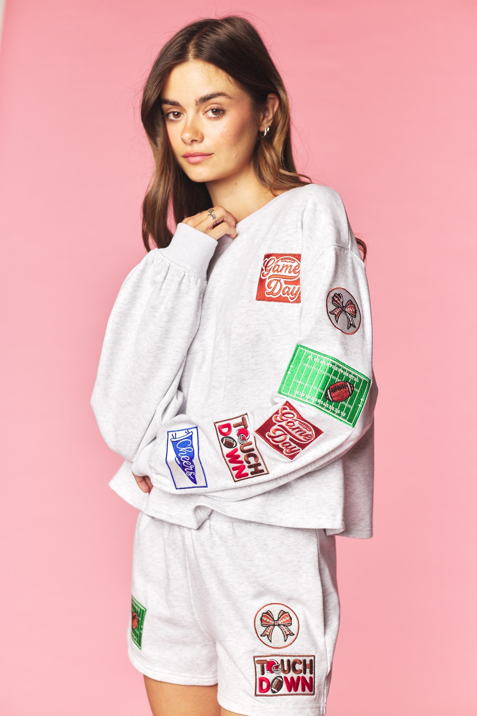 Game Day Patch Sweatshirt & Shorts Set