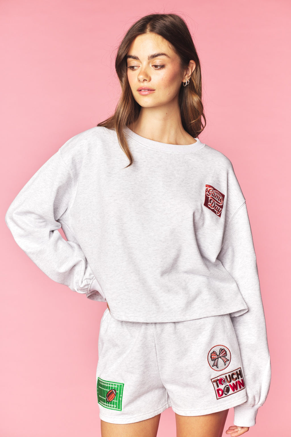 Game Day Patch Sweatshirt & Shorts Set