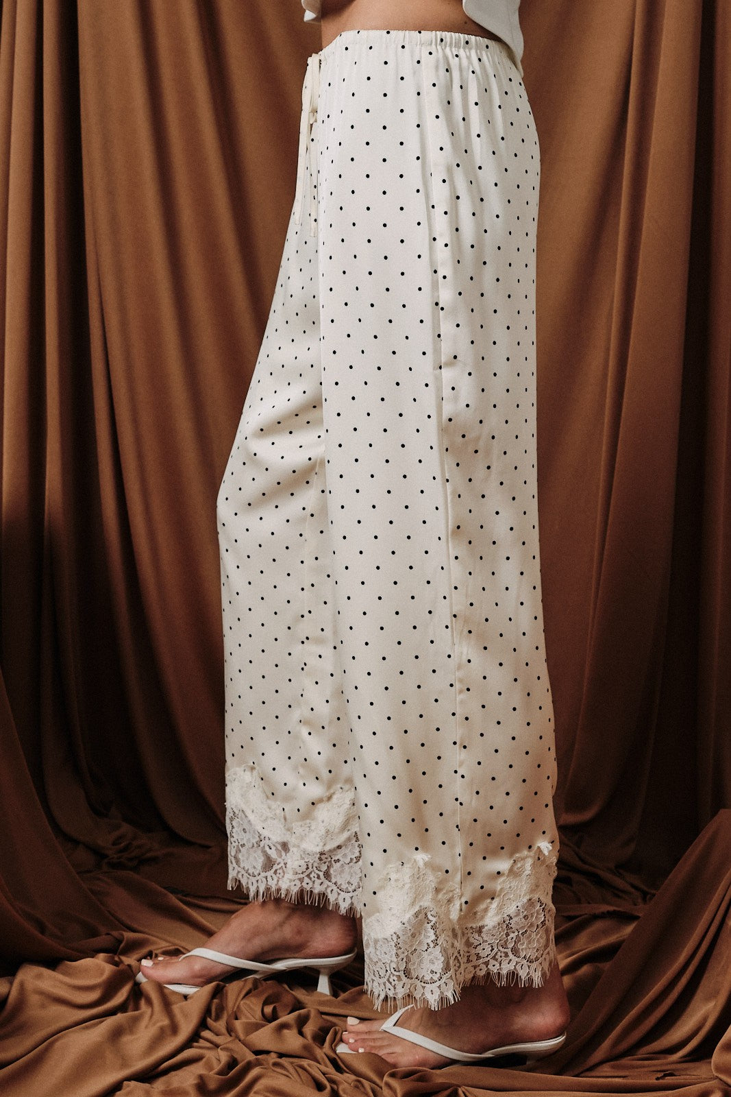 Vintage Lace Trim Polka Dot Pants