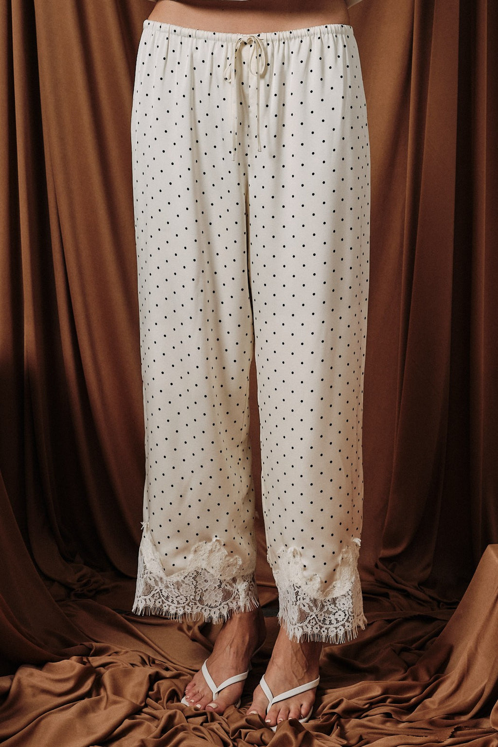 Vintage Lace Trim Polka Dot Pants