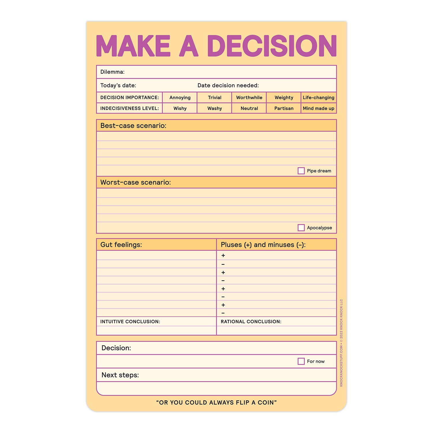 Make a Decision Notepad