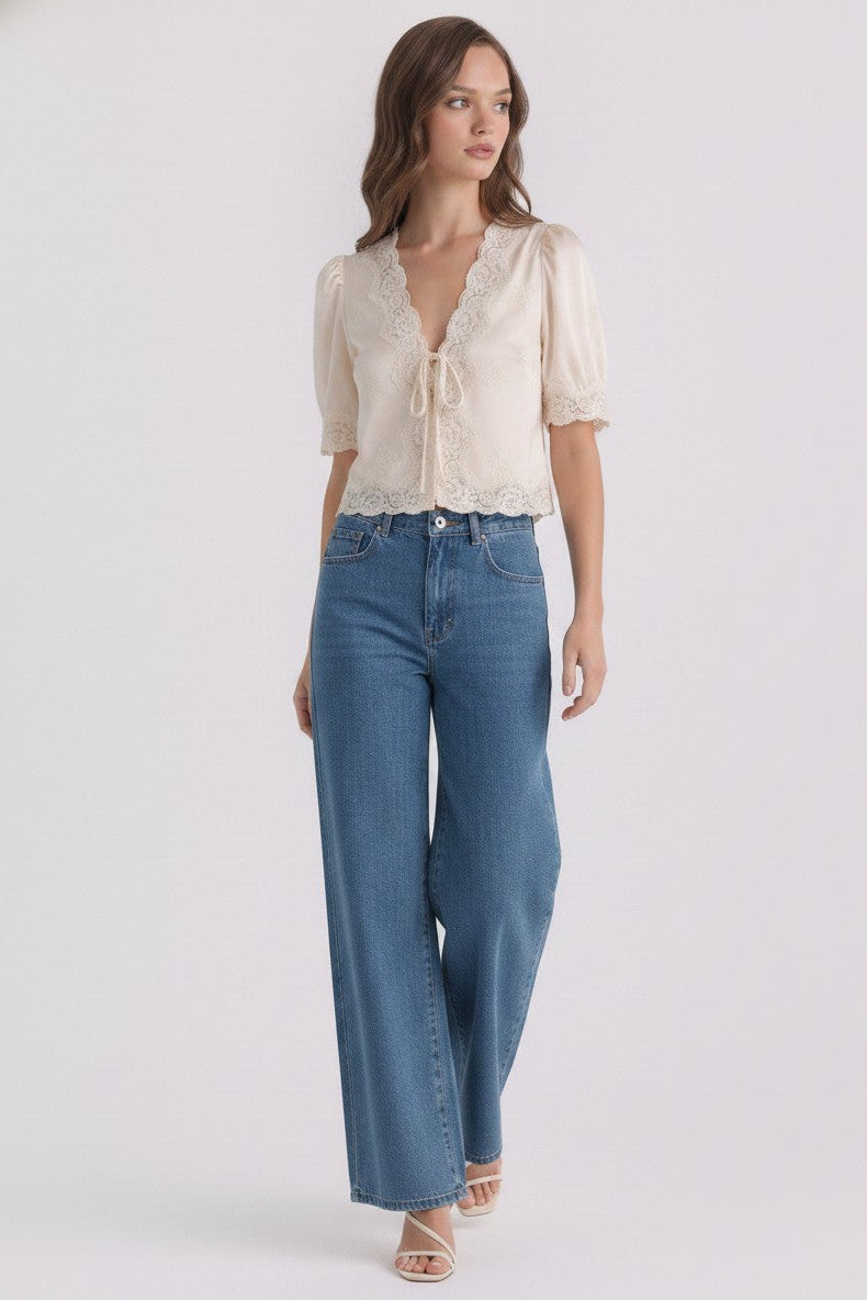 Camille Lace Trim Top – Brightside Boutique