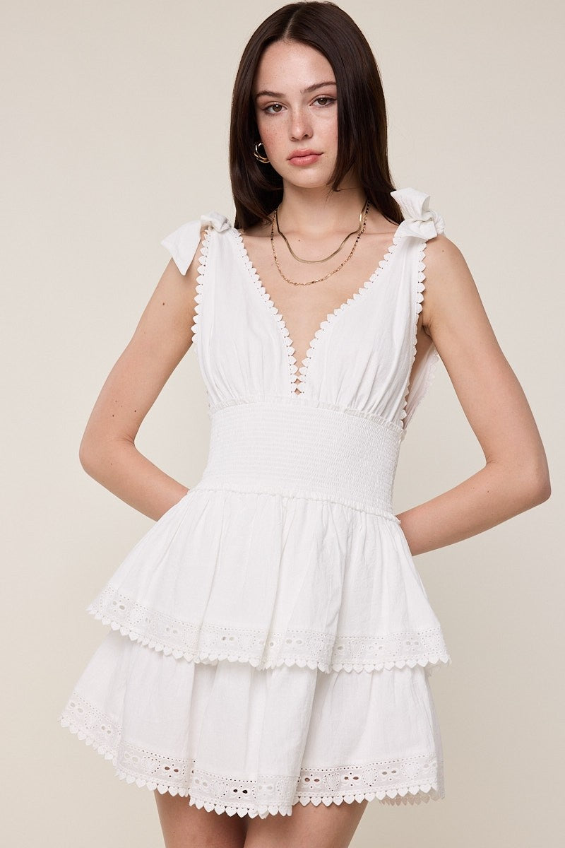 The Seabreeze Ribbon Lace Mini Dress