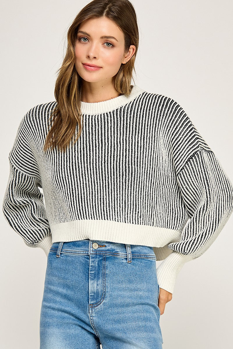 Pure Form Ribbed Sleeve Sweater