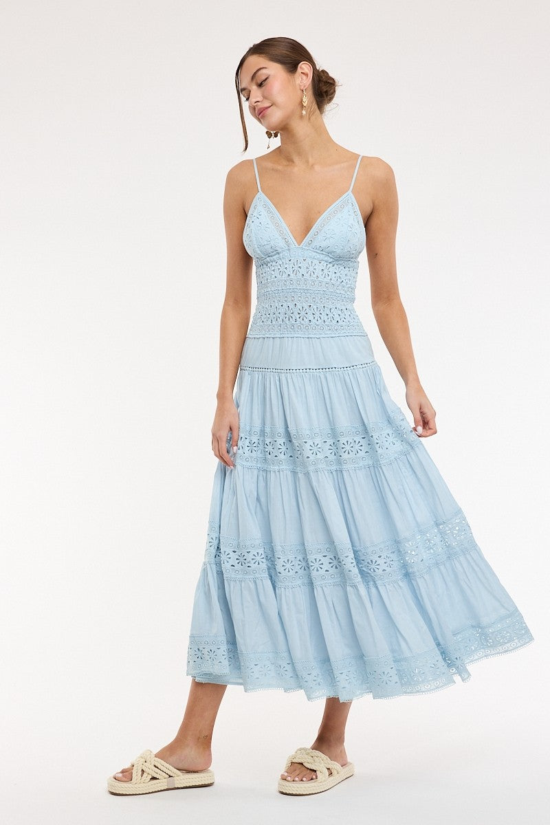 Classic Floral Lace Midi Dress