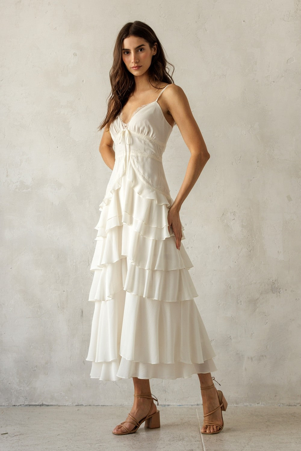 Soft Whisper Tiered Midi Dress