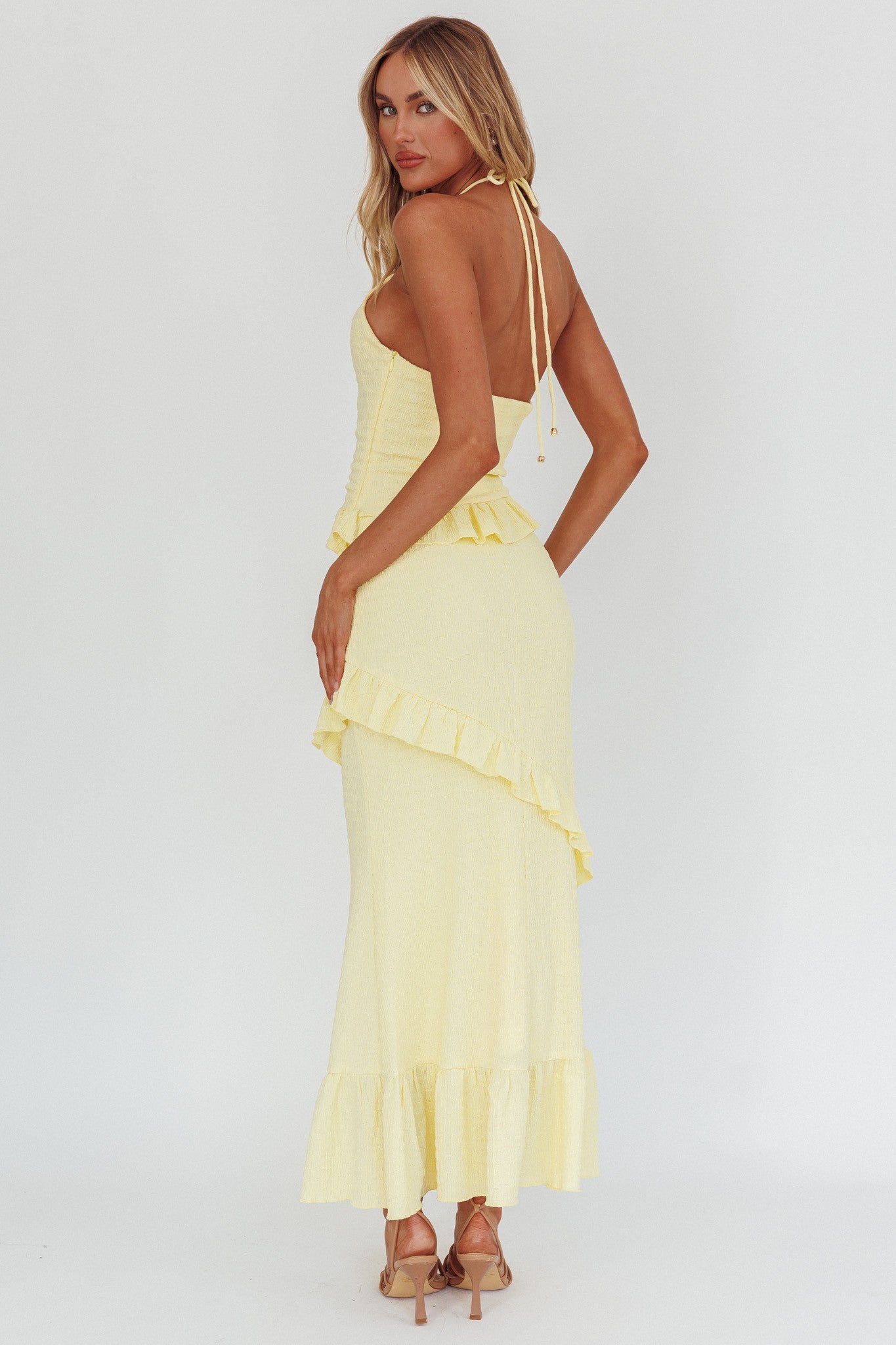 Petal Drift Crinkle Maxi Dress