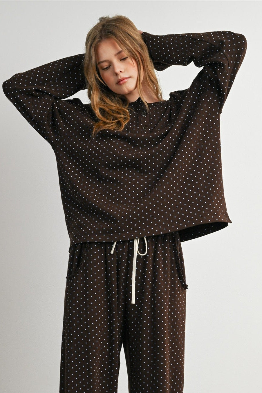 The Maplewood Polka Henley Neck Top