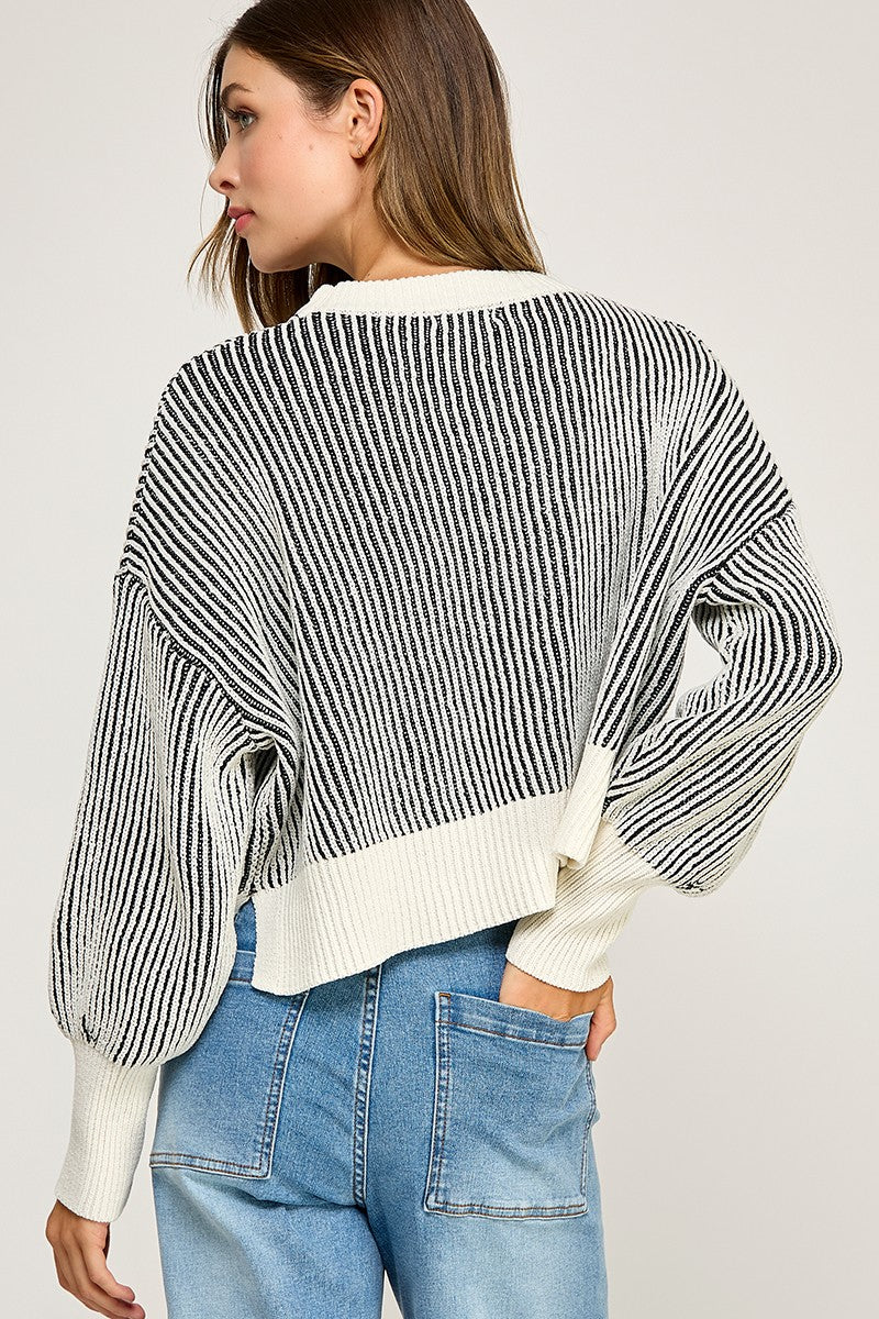 Pure Form Ribbed Sleeve Sweater