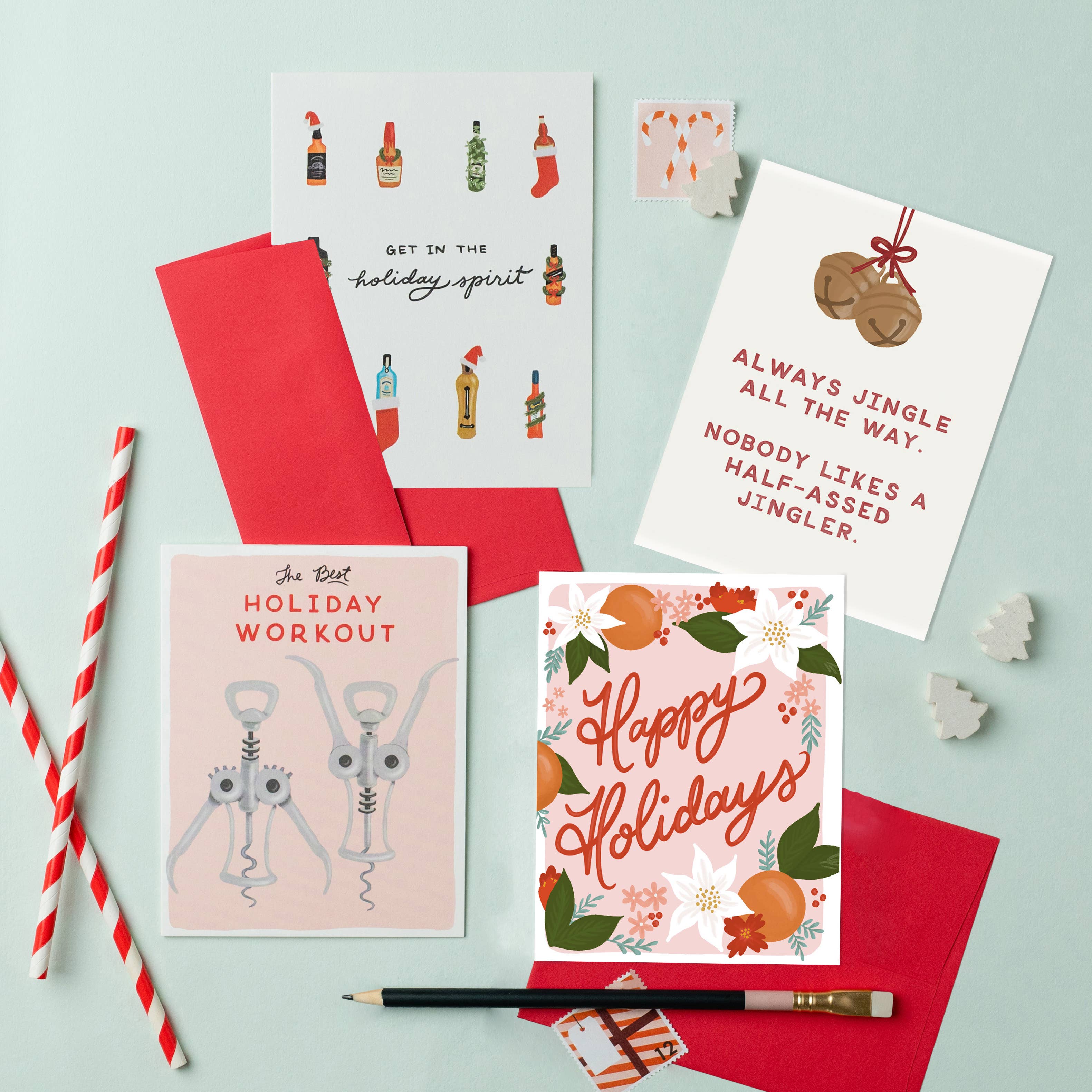 Orange Floral Holiday Card