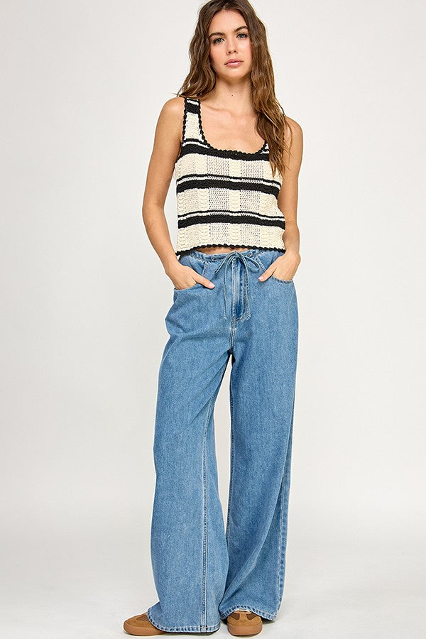 Thread Pop Contrast Knit Tank Top